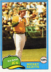 1981 Topps Baseball Cards      232     Mickey Klutts